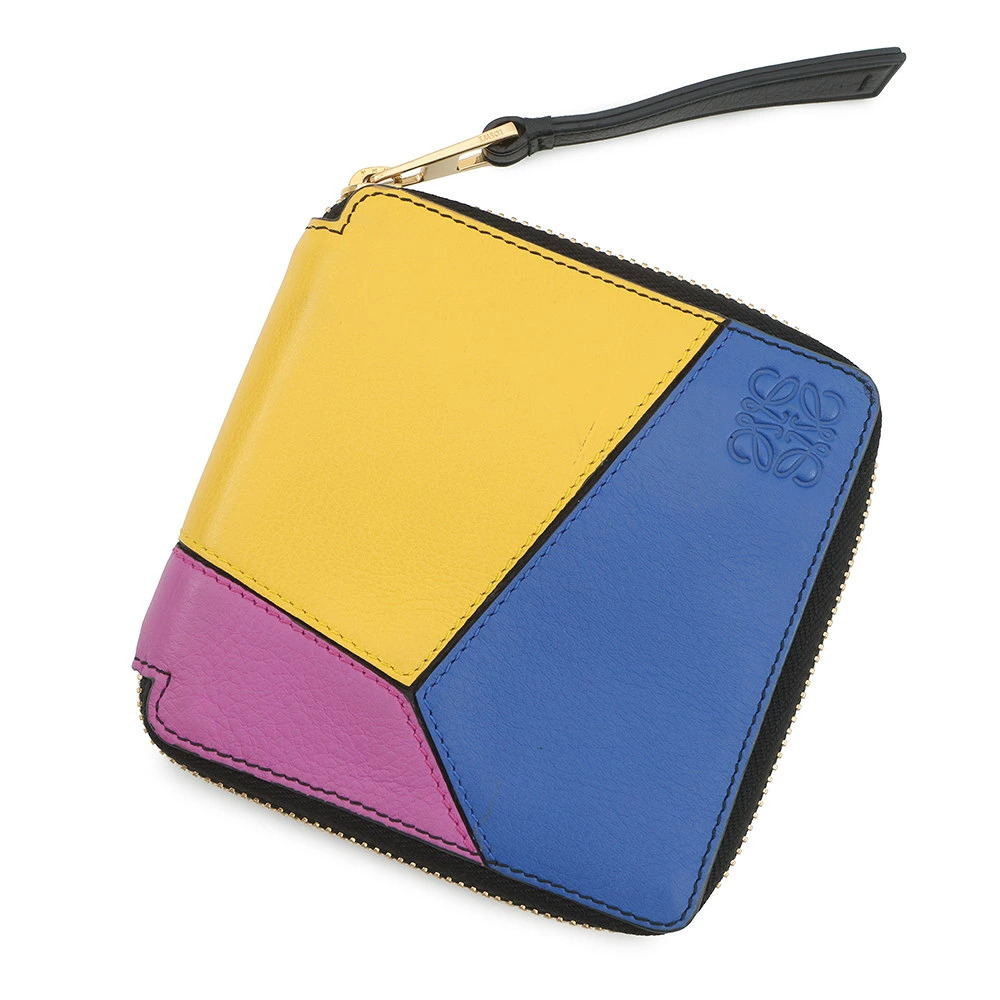 Loewe Bi fold Wallet Anagram Puzzle Compact Zip Leather